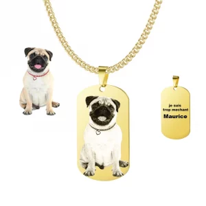 Collier plaque personnalisée avec photo