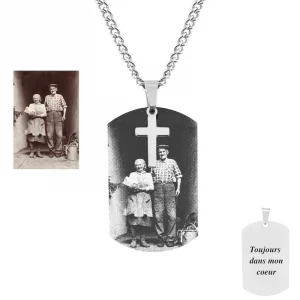 Collier photo personnalisé avec croix