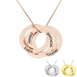Collier 4 anneaux gravés