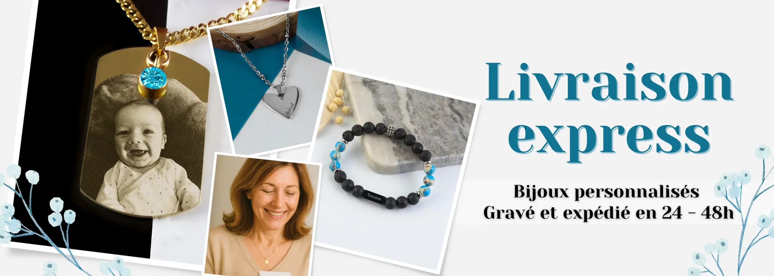 Banniere bijoux personnalisés en livraison express