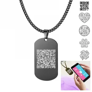 Collier QR code gravé