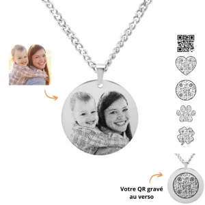 Collier photo gravé personnalisé